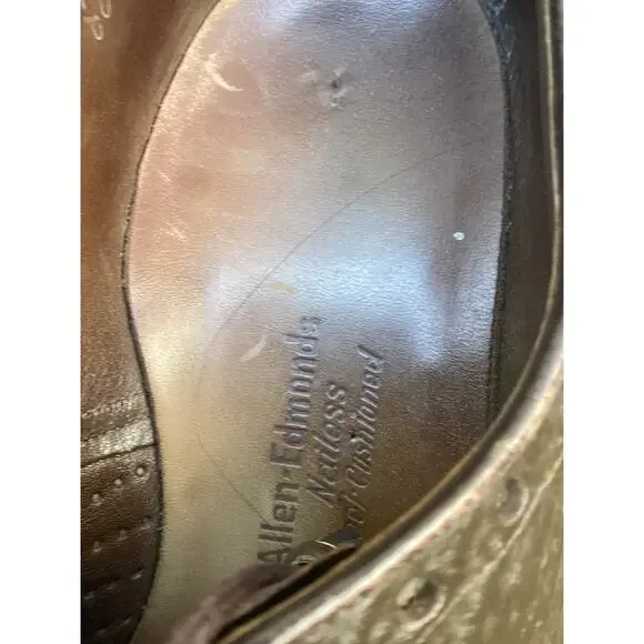vtg Allen Edmonds Nassau Black Sharkskin Wingtip Brogue Business